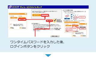 ワンタイムパスワードでの2. ワンタイムパスワードの生成と入力画像です