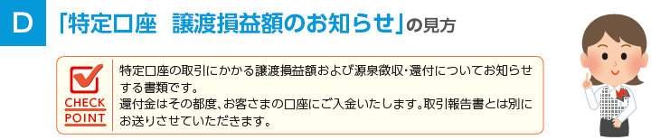 「特定口座 譲渡損益額のお知らせ」の見方