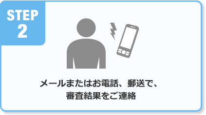 STEP2 メールまたはお電話、郵送で、審査結果をご連絡